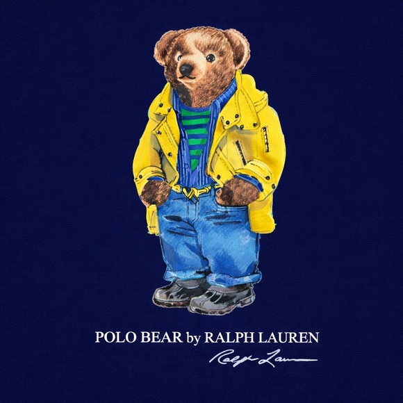 Ralph Lauren Navy Hooded TShirt with Polo Bear Graphic - Picture 2 of 6
